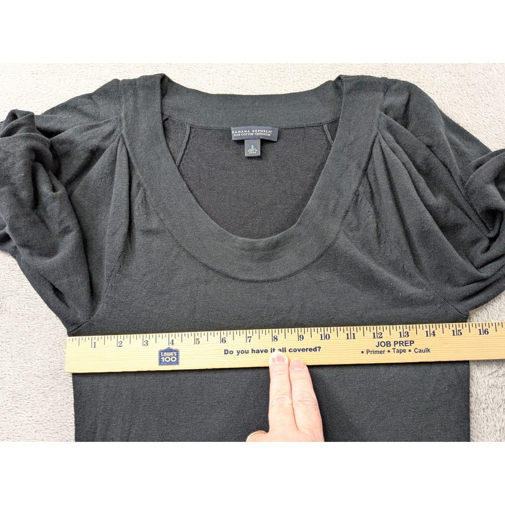 Banana Republic Silk Cotton Cashmere Puff Sleeve Sweater Dress Black Sm 606625 - Picture 6 of 12